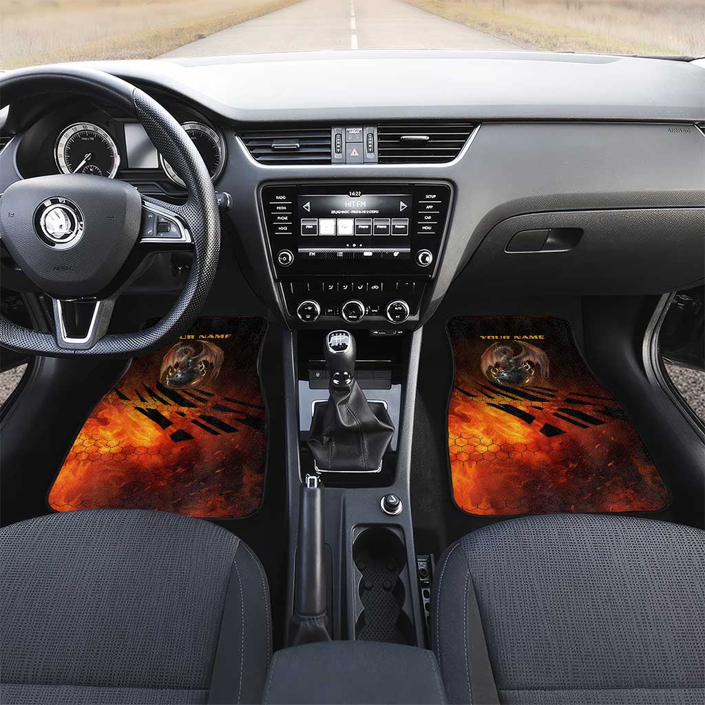 Custom Fiery Dragon Bowling Car Mats with Flaming Ball and Hexagon Flame Pattern - Wonder Print Shop