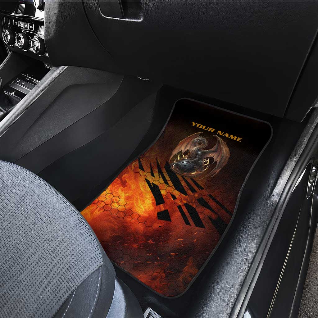 Custom Fiery Dragon Bowling Car Mats with Flaming Ball and Hexagon Flame Pattern - Wonder Print Shop