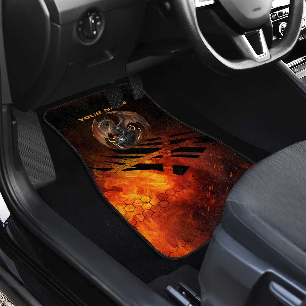 Custom Fiery Dragon Bowling Car Mats with Flaming Ball and Hexagon Flame Pattern - Wonder Print Shop