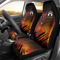 Custom Fiery Dragon Bowling Car Seat Cover with Flaming Ball and Hexagon Flame Pattern - Wonder Print Shop