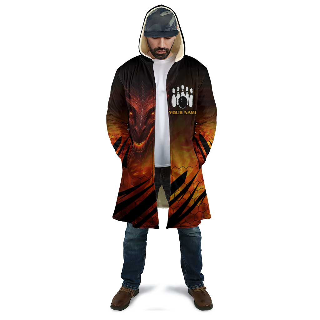 Custom Fiery Dragon Bowling Cloak with Flaming Ball and Hexagon Flame Pattern - Wonder Print Shop