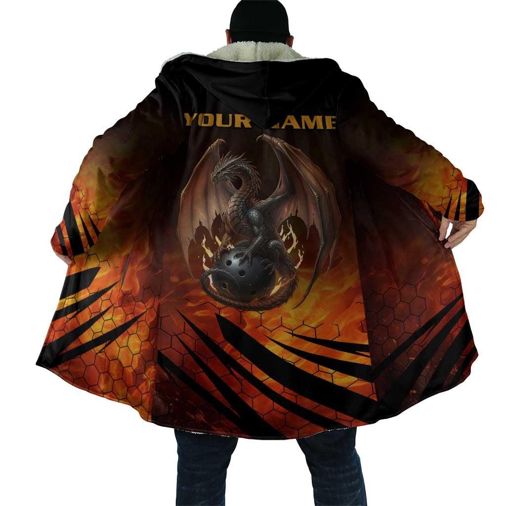 Custom Fiery Dragon Bowling Cloak with Flaming Ball and Hexagon Flame Pattern - Wonder Print Shop