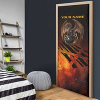 Custom Fiery Dragon Bowling Door Cover with Flaming Ball and Hexagon Flame Pattern - Wonder Print Shop