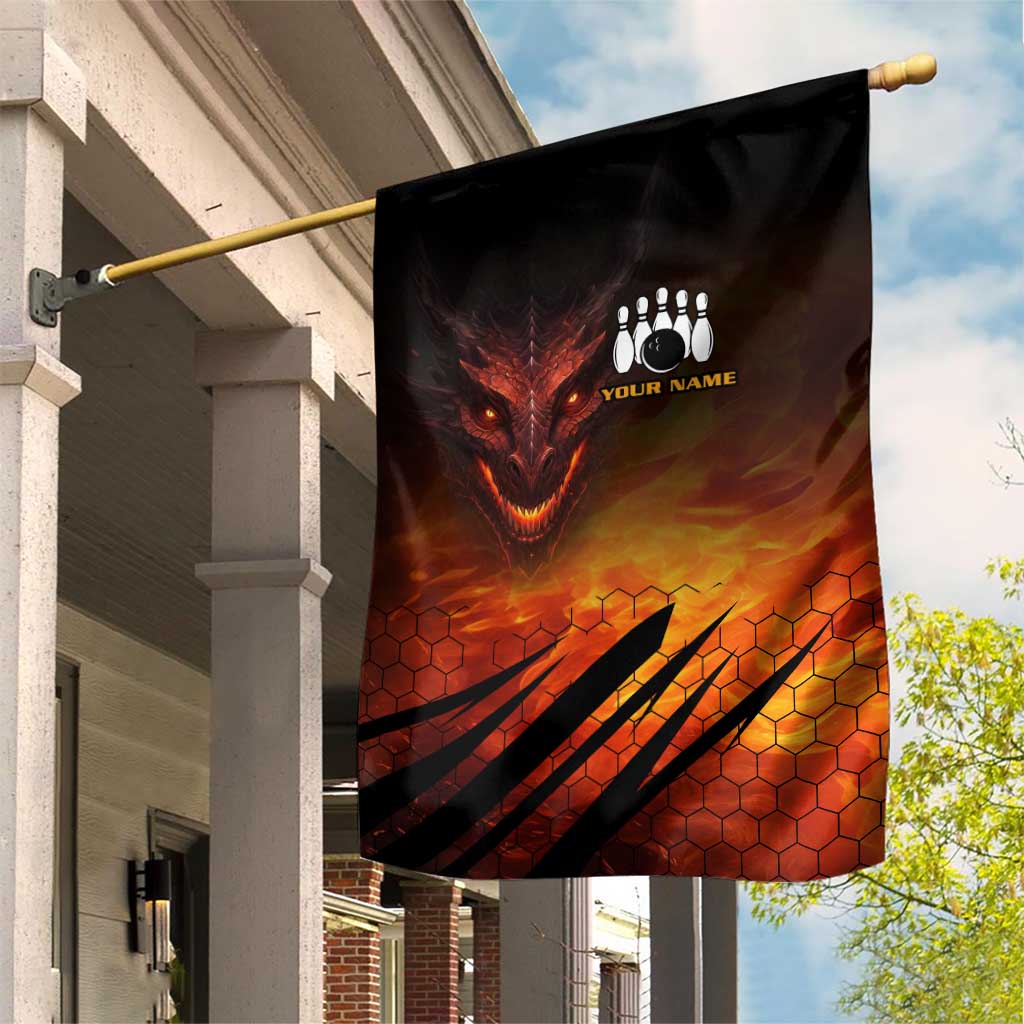 Custom Fiery Dragon Bowling Garden Flag with Flaming Ball and Hexagon Flame Pattern - Wonder Print Shop