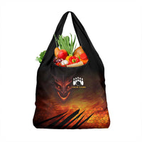 Custom Fiery Dragon Bowling Grocery Bag with Flaming Ball and Hexagon Flame Pattern - Wonder Print Shop