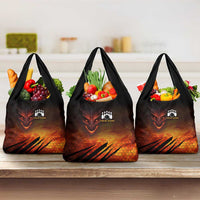 Custom Fiery Dragon Bowling Grocery Bag with Flaming Ball and Hexagon Flame Pattern - Wonder Print Shop