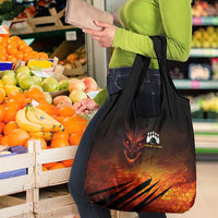 Custom Fiery Dragon Bowling Grocery Bag with Flaming Ball and Hexagon Flame Pattern - Wonder Print Shop