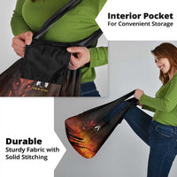 Custom Fiery Dragon Bowling Grocery Bag with Flaming Ball and Hexagon Flame Pattern - Wonder Print Shop