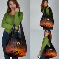 Custom Fiery Dragon Bowling Grocery Bag with Flaming Ball and Hexagon Flame Pattern - Wonder Print Shop