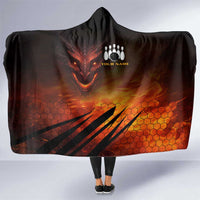 Custom Fiery Dragon Bowling Hooded Blanket with Flaming Ball and Hexagon Flame Pattern - Wonder Print Shop