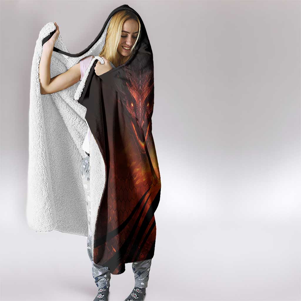 Custom Fiery Dragon Bowling Hooded Blanket with Flaming Ball and Hexagon Flame Pattern - Wonder Print Shop