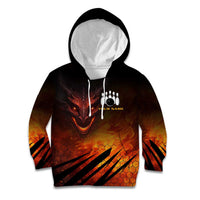 Custom Fiery Dragon Bowling Kid Hoodie with Flaming Ball and Hexagon Flame Pattern - Wonder Print Shop
