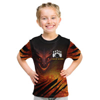 Custom Fiery Dragon Bowling Kid T Shirt with Flaming Ball and Hexagon Flame Pattern - Wonder Print Shop