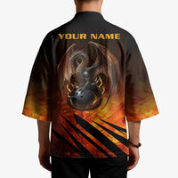 Custom Fiery Dragon Bowling Kimono with Flaming Ball and Hexagon Flame Pattern - Wonder Print Shop