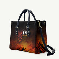 Custom Fiery Dragon Bowling Leather Bag with Flaming Ball and Hexagon Flame Pattern - Wonder Print Shop