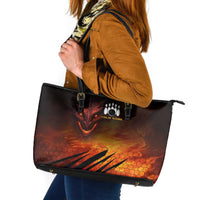 Custom Fiery Dragon Bowling Leather Tote Bag with Flaming Ball and Hexagon Flame Pattern - Wonder Print Shop