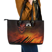 Custom Fiery Dragon Bowling Leather Tote Bag with Flaming Ball and Hexagon Flame Pattern - Wonder Print Shop