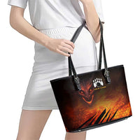 Custom Fiery Dragon Bowling Leather Tote Bag with Flaming Ball and Hexagon Flame Pattern - Wonder Print Shop