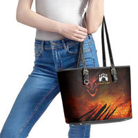 Custom Fiery Dragon Bowling Leather Tote Bag with Flaming Ball and Hexagon Flame Pattern - Wonder Print Shop