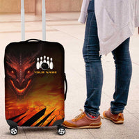 Custom Fiery Dragon Bowling Luggage Cover with Flaming Ball and Hexagon Flame Pattern - Wonder Print Shop