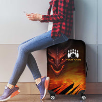 Custom Fiery Dragon Bowling Luggage Cover with Flaming Ball and Hexagon Flame Pattern - Wonder Print Shop