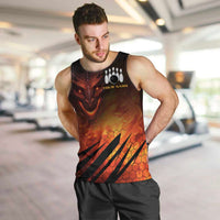 Custom Fiery Dragon Bowling Men Tank Top with Flaming Ball and Hexagon Flame Pattern - Wonder Print Shop