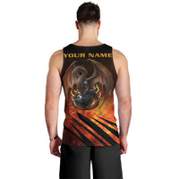 Custom Fiery Dragon Bowling Men Tank Top with Flaming Ball and Hexagon Flame Pattern - Wonder Print Shop