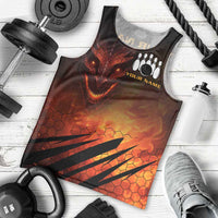 Custom Fiery Dragon Bowling Men Tank Top with Flaming Ball and Hexagon Flame Pattern - Wonder Print Shop