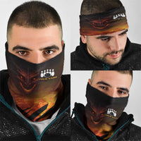Custom Fiery Dragon Bowling Neck Gaiter with Flaming Ball and Hexagon Flame Pattern - Wonder Print Shop