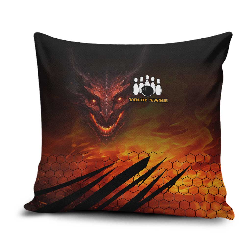 Custom Fiery Dragon Bowling Pillow Cover with Flaming Ball and Hexagon Flame Pattern - Wonder Print Shop