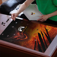 Custom Fiery Dragon Bowling Puzzle with Flaming Ball and Hexagon Flame Pattern - Wonder Print Shop