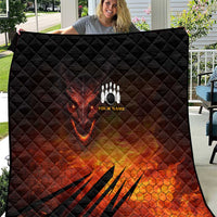 Custom Fiery Dragon Bowling Quilt with Flaming Ball and Hexagon Flame Pattern - Wonder Print Shop