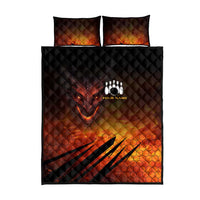 Custom Fiery Dragon Bowling Quilt Bed Set with Flaming Ball and Hexagon Flame Pattern - Wonder Print Shop