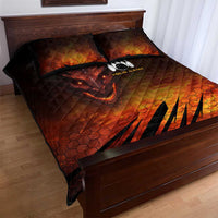 Custom Fiery Dragon Bowling Quilt Bed Set with Flaming Ball and Hexagon Flame Pattern - Wonder Print Shop