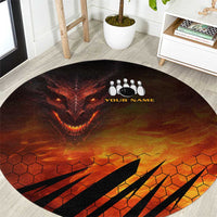 Custom Fiery Dragon Bowling Round Carpet with Flaming Ball and Hexagon Flame Pattern - Wonder Print Shop