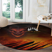 Custom Fiery Dragon Bowling Round Carpet with Flaming Ball and Hexagon Flame Pattern - Wonder Print Shop