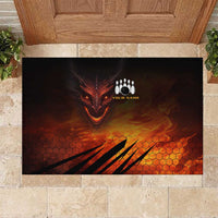 Custom Fiery Dragon Bowling Rubber Doormat with Flaming Ball and Hexagon Flame Pattern - Wonder Print Shop