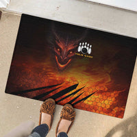 Custom Fiery Dragon Bowling Rubber Doormat with Flaming Ball and Hexagon Flame Pattern - Wonder Print Shop