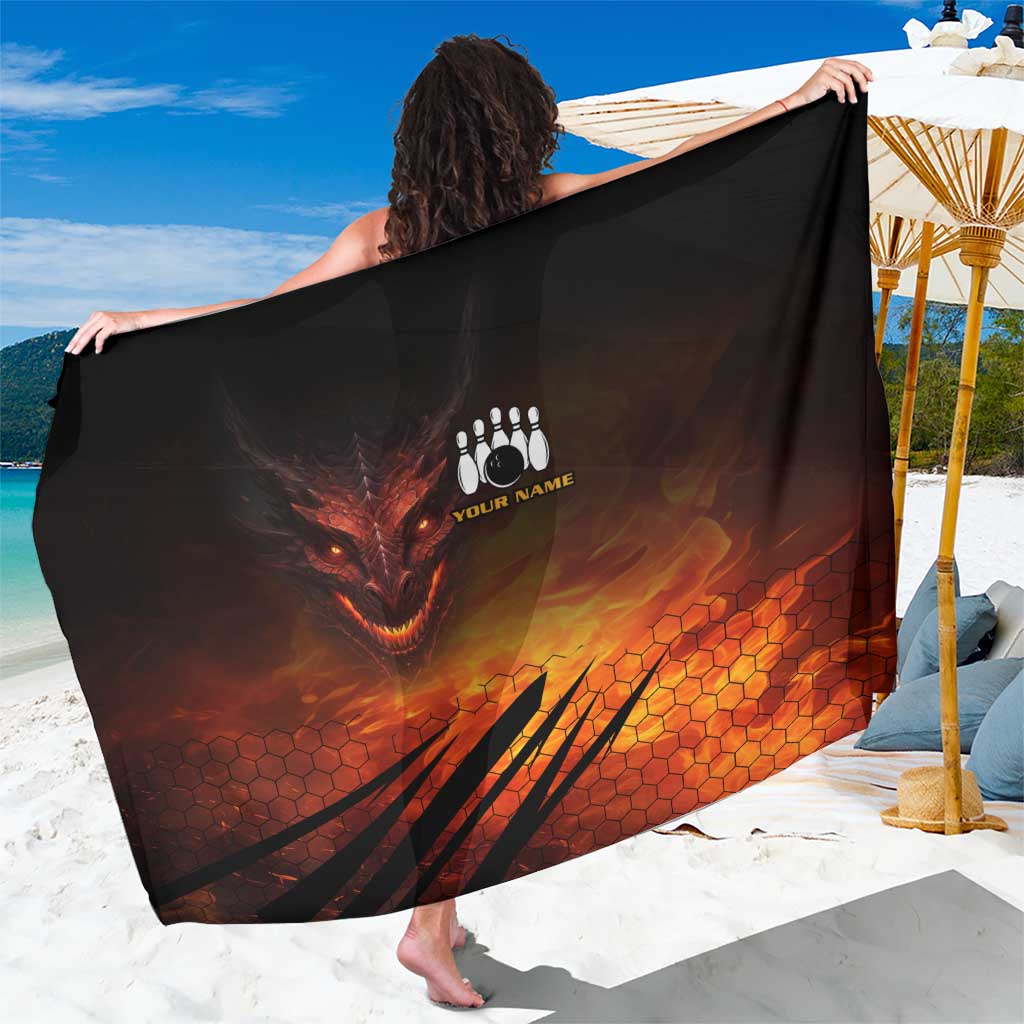 Custom Fiery Dragon Bowling Sarong with Flaming Ball and Hexagon Flame Pattern - Wonder Print Shop