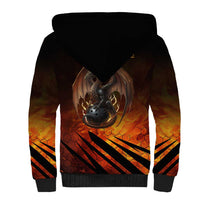Custom Fiery Dragon Bowling Sherpa Hoodie with Flaming Ball and Hexagon Flame Pattern - Wonder Print Shop