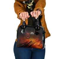 Custom Fiery Dragon Bowling Shoulder Handbag with Flaming Ball and Hexagon Flame Pattern - Wonder Print Shop