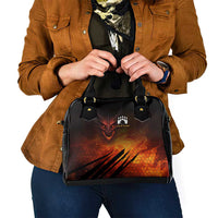 Custom Fiery Dragon Bowling Shoulder Handbag with Flaming Ball and Hexagon Flame Pattern - Wonder Print Shop