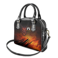 Custom Fiery Dragon Bowling Shoulder Handbag with Flaming Ball and Hexagon Flame Pattern - Wonder Print Shop