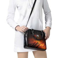Custom Fiery Dragon Bowling Shoulder Handbag with Flaming Ball and Hexagon Flame Pattern - Wonder Print Shop
