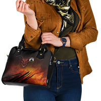 Custom Fiery Dragon Bowling Shoulder Handbag with Flaming Ball and Hexagon Flame Pattern - Wonder Print Shop