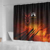 Custom Fiery Dragon Bowling Shower Curtain with Flaming Ball and Hexagon Flame Pattern - Wonder Print Shop