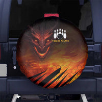 Custom Fiery Dragon Bowling Spare Tire Cover with Flaming Ball and Hexagon Flame Pattern - Wonder Print Shop