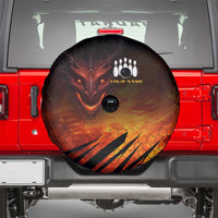 Custom Fiery Dragon Bowling Spare Tire Cover with Flaming Ball and Hexagon Flame Pattern - Wonder Print Shop