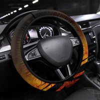 Fiery Dragon Bowling Steering Wheel Cover with Flaming Ball and Hexagon Flame Pattern - Wonder Print Shop