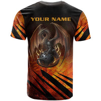 Custom Fiery Dragon Bowling T Shirt with Flaming Ball and Hexagon Flame Pattern - Wonder Print Shop